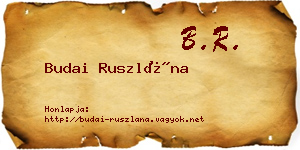 Budai Ruszlána névjegykártya